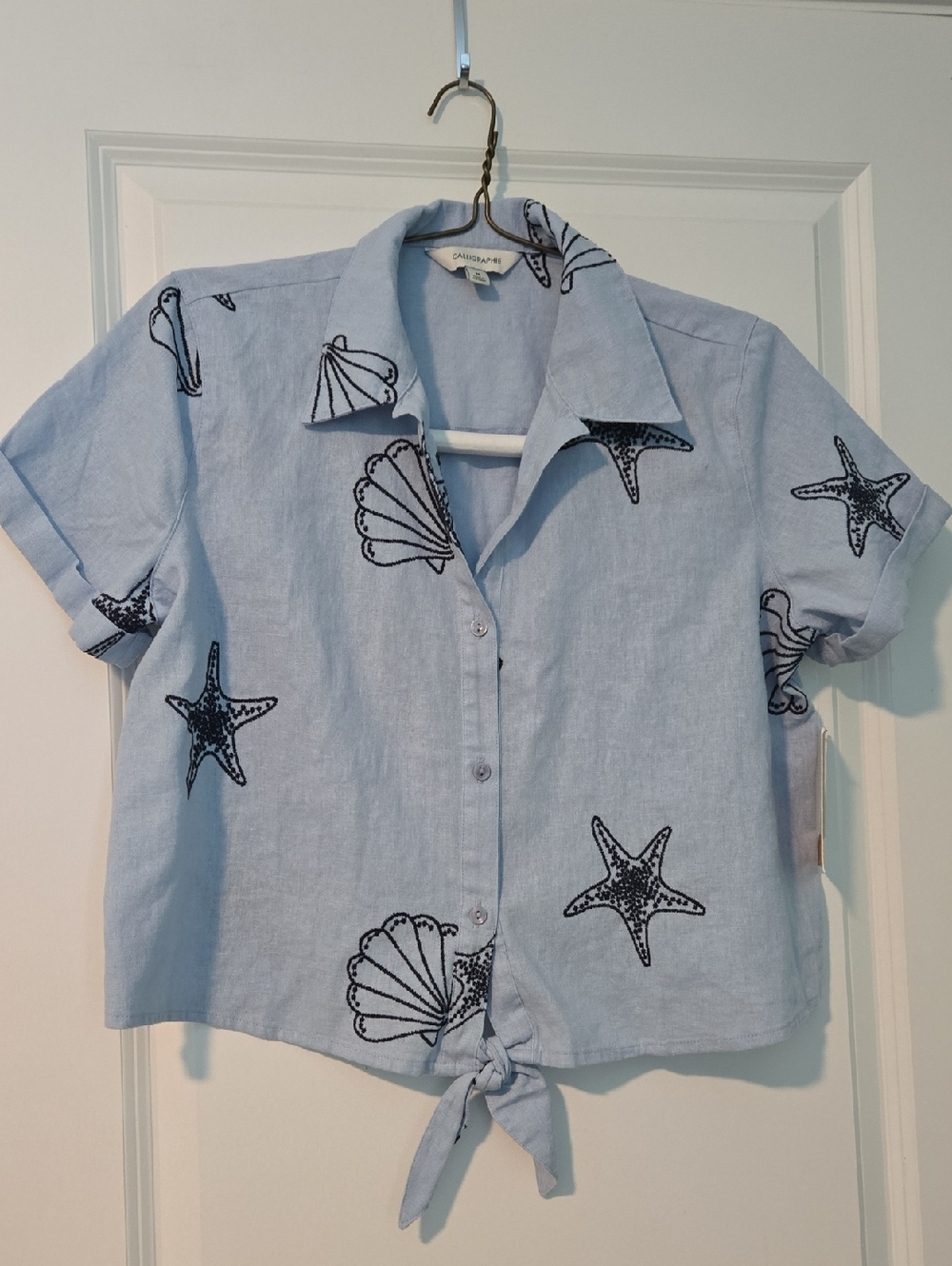 Calligraphie Tie-Front Shell & Starfish Blouse